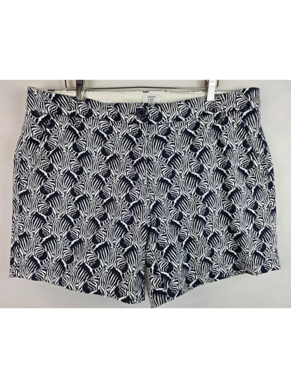 Crown & Ivy Shorts Womens Plus Size 16W Black & White Zebra Zoo Shorts